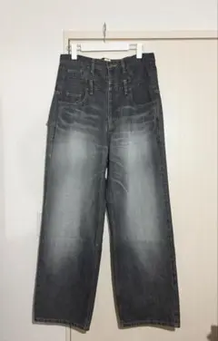 BIO DOUBLE WAIST JEANS wash black denim