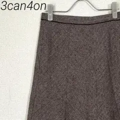 3can4on ひざ丈スカート フレア シンプル 裏地付き ウール混 オフィス