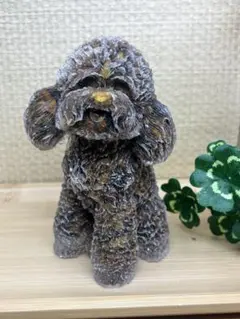 天然石　タイガーアイ　細石入り　樹脂製トイプードルちゃん　No.774