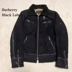【美品】バーバリーブラックレーベル フェイクレザー ライダースジャケット 黒
