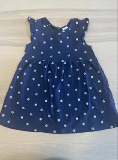 【H&M】コットンフリルワンピース 80cm ネイビー