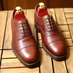COLE HAAN CHEANEY製 ストレートチップ シボ革 バーガンディ 靴