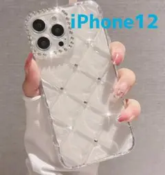 iPhone 12 クリアケース ラインストーン キラキラ カバー