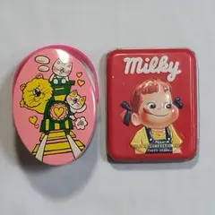 不二家 ミルキー&ペップル 空き缶 2個セット 昭和レトロ レア品