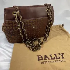 【極美品⭐️】バリー イントレチャート チェーンショルダーバッグ 金具 レザー 茶