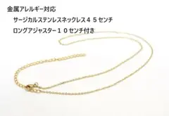 あずき４５ｃｍアジャスター１０ｃｍサージカルステンレスネックレスゴールド