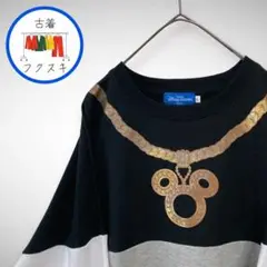 ★人気★Disney ディズニー スウェット トレーナー ブラック 金ネックレス