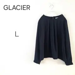 839＊グラシア GLACIER ネイビー 長袖シャツ L シンプル オフィス