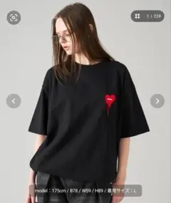 新品タグつき　ONCILY ハートプリント　ドローコード Tシャツ Lサイズ 黒