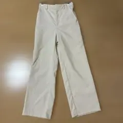 ベージュ コーデュロイ ワイドパンツ ゴムウエスト