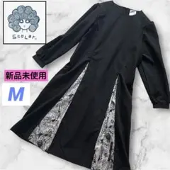 新品未使用　スカラー　M ロングワンピース　ジップシフォン　ロゴプリント　長袖