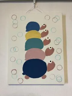 「5人家族のカメ」手描きアクリル画