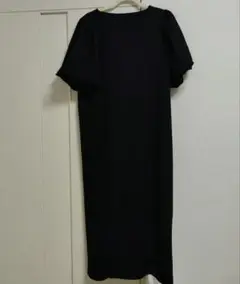 ブラック 半袖 ロングワンピース