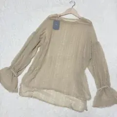 RAG'S シースルー トップス 袖フリル シアー