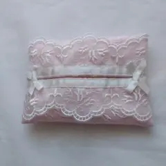 ポケットティッシュカバー、ピンク、レース、ハンドメイド、キレイ、レア、プレゼント