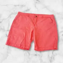 コーラルピンク バミューダショーツ ハーフパンツ ポケット有り コットン98％