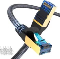 ✨1点限り✨Cat8 ケーブル 200フィート 高耐久 ナイロン編組 屋外屋内用
