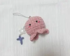 ピンクのタコ　あみぐるみ　ストラップ　かぎ針編み　編み物　プリンセスモール