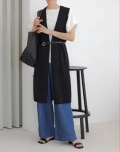 【お値下げ中】Elura エルーラ　ニットロングジレ　フリーサイズ