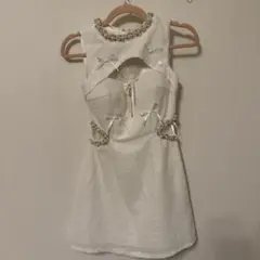 【新品】XS an ホワイトリボンドレス ワンピース キャバ嬢 ドレス