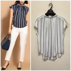大きいサイズ ICB Multi Stripeハイネックブラウス(23区自由区)