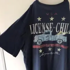USA購入 license スーパーオーバーサイズ Tシャツ ネイビー
