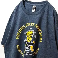 ギルダン ウィチタステートショッカーズ デカロゴ Tシャツグレー灰色XL古着