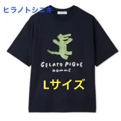 L ヒラノトシユキ　【接触冷感】ワニプリントTシャツ　ジェラートピケオム　ネイビ