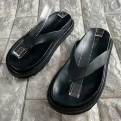 未使用級/6 CAMINANDO カミナンド トングサンダル レザー ブラック