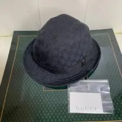 貴重 未使用 GUCCI オールド グッチ キャンバス バケット ハット 黒