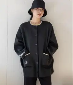 LOWRYS FARM スポンディッシュクルーカーディガン　ブラック