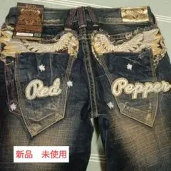 ✦Red Pepper y2k ダメージ加工デニム刺繍レディース28ブーツカット
