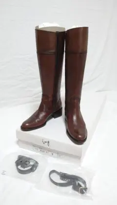 ing ロングブーツ 美品 22.5cm EE 筒幅35cm