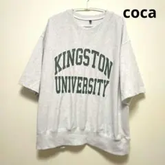 coca コカ アーチロゴスウェットT カレッジロゴＴ 杢グレーМ