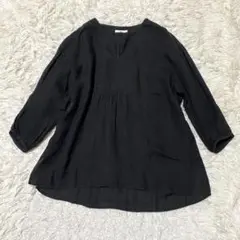 良品✨23区 ブラウス Libeco 麻 パフスリーブ スキッパー シャツテール
