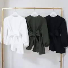 美品　LINKABLE リボンアシンメトリーブラウス　シャツ　ワンピース