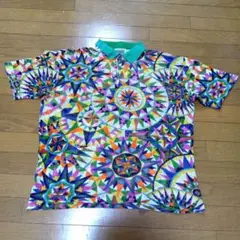 90s missoni ミッソーニ総柄　半袖ポロシャツ 　マルチカラー