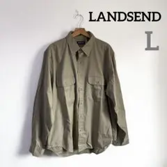 LANDSEND ランズエンド メンズ 古着 L ベージュ 長袖 シャツ