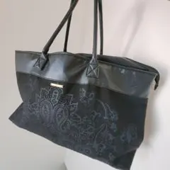 DOWBL ボストンバッグ バッグ ペイズリー柄 黒 ブラック ダブル レザー
