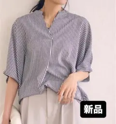【新品タグ付】COMME CA ISM ストライプ シャツ スキッパー ブラウス