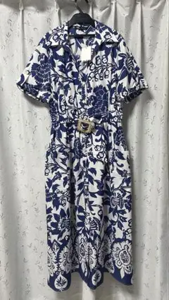 【新品】ZARA ボタニカルシャツワンピース Lサイズ ザラ