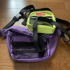 ピンクラテボディバッグ 紫 メッシュポケット付き