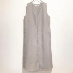 匿名⭐️パドドゥ 前開き ジャンパースカート ベージュ ロング ジレ 羽織り