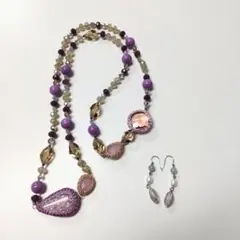 レディースアクセサリーネックレス&ピアス両耳用2点セット