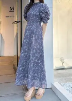マーキュリーデュオ　ボタニカルフラワーバックリボン　ワンピース