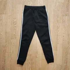 黒 サイドストライプ ロングパンツ