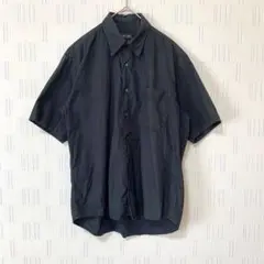 【EURO CHIC】半袖シャツ　M ブラック　コットン　カジュアル　シンプル