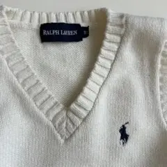 Ralph Lauren ホワイト Vネック ノースリーブセーター