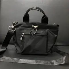 美品　巾着ショルダーバッグ　ブラック　ナイロン