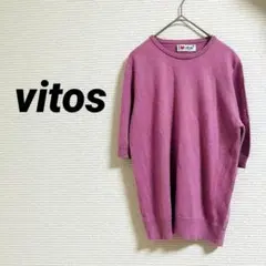 【vitos】 トップス半袖 ニット ピンク系 無地 シンプル 秋冬 女子会